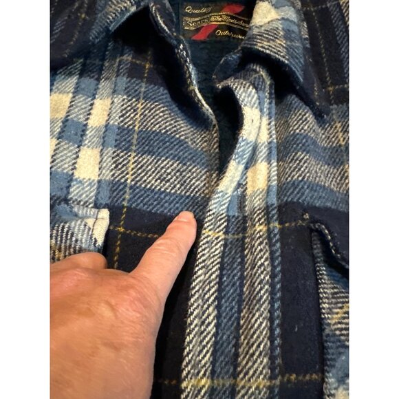 Vintage Sears The Mens Store Blue Plaid Wool Blend Jacket Size 40 Tall Lined - Picture 4 of 9